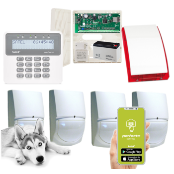 ZESTAW ALARMOWY SATEL PERFECTA-IP 32 4 CZUJKI SWAN QUAD + PRF-LCD + SYRENA SP-4001R